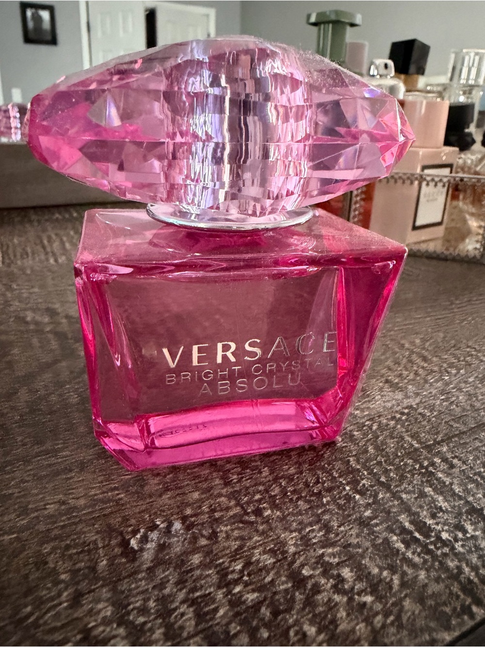 Versace Bright Crystal Absolu Pink Glass Bottle with Faceted Cap